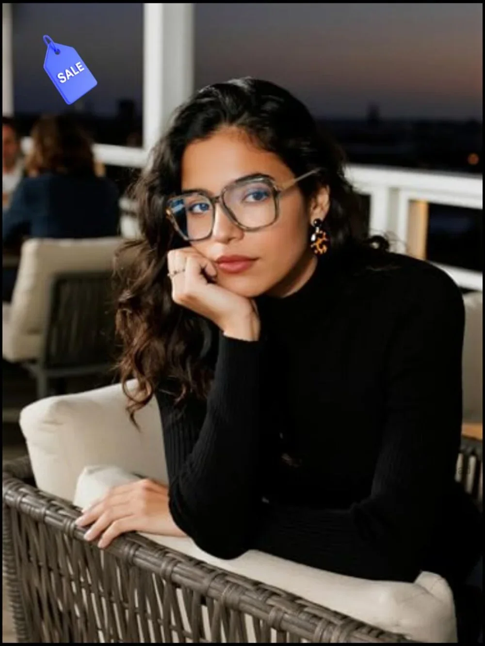 Oversized Square Blue Light Blocking Glasses for Women TR90 Frame UV400 HD